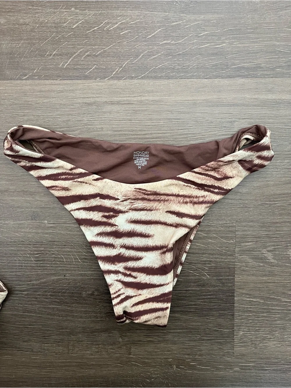 Monday Swimwear Bikini Set Clovelly Top Large Bikini Bottoms Medium Tiger Print